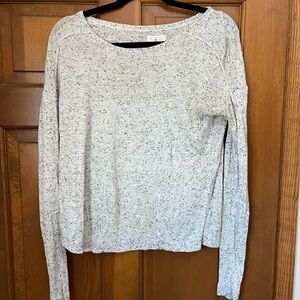 Lou & Grey Light Gray Speckled Long Sleeve Top